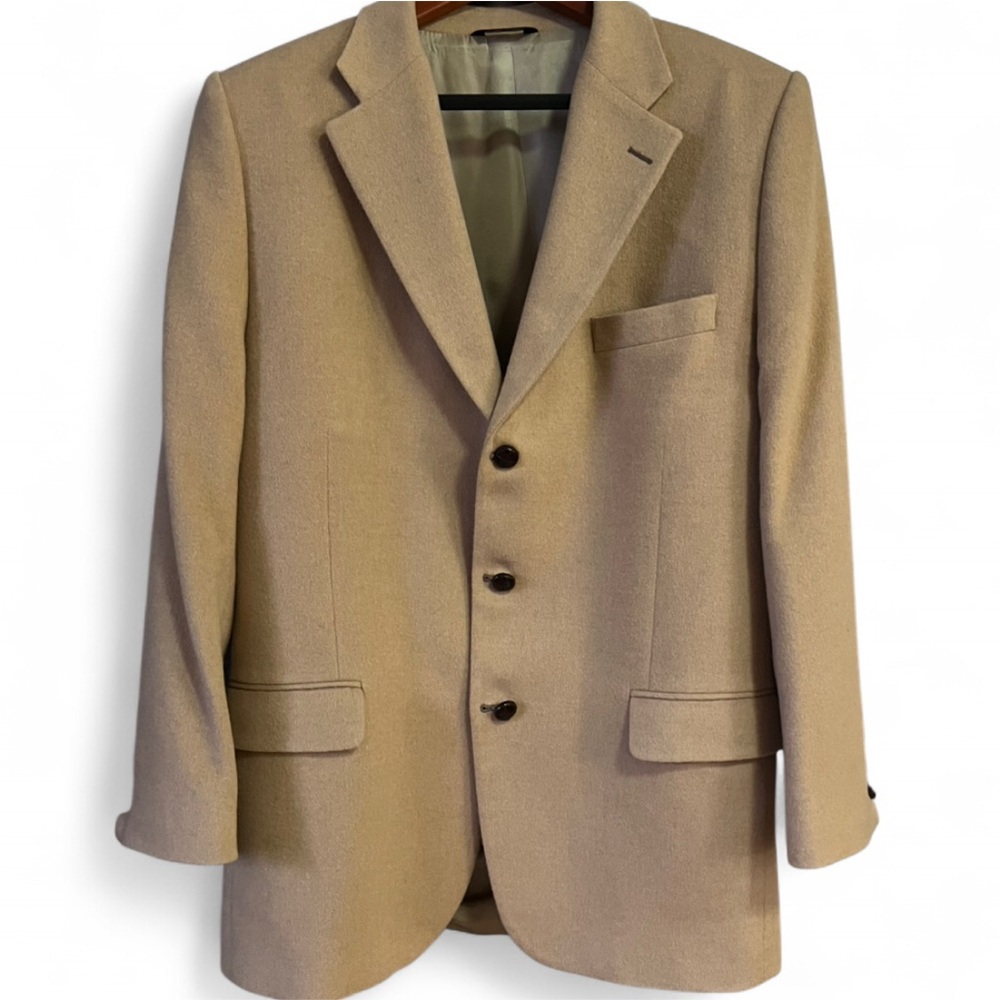 🐪 Harold Powell Camel hair Classic Tan Men's Blazer Minimalist Wool 44R